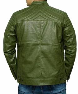 Men's High Street Style Stand-Up <b>Collar</b> Leather <b>Jacket</b> Zipper Closure Winter Motorcycle Coat Plain Dyed Letter Pattern <b>Jacket</b> - Product Image 6