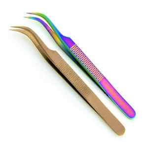Pinzas de extensión de pestañas profesionales KOUNAIN, agarre perfecto, pestañas de 0,03mm, colores de Plasma de 90 grados, puntas de fibra Nano - Product Image 4
