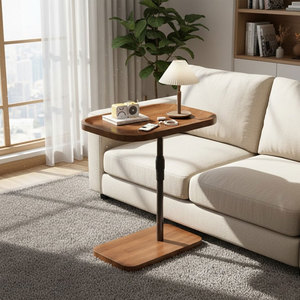 Tavolino da Caffè <span class=keywords><strong>Salvaspazio</strong></span> Convertibile e Sollevabile, <span class=keywords><strong>Tavolo</strong></span> Centrale Pieghevole in Legno con Gambe in Metallo per Piccoli Appartamenti - Product Image 6