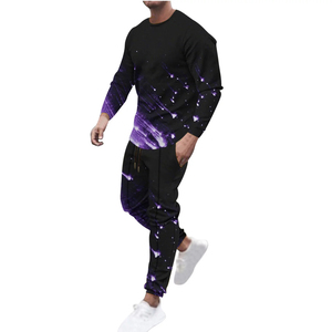 Hommes de grande taille nouveau Design solide impression par sublimation manches longues entraînement vêtements de course hiver Slim Fit survêtement ensemble - Product Image 1