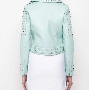 Chaqueta de cuero de alta calidad para mujer, nuevo diseño personalizado, chaqueta de cuero puro, diseño personalizado, estilo Balfern, trabajo de piedra - Product Image 4