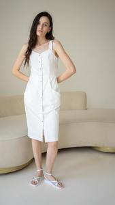 เจ้าสาวสีขาวคุณภาพดีที่สุดทําชุดฤดูร้อน midi ชุดผ้าฝ้ายชุดแม็กซี่สําหรับผู้หญิง - Product Image 2