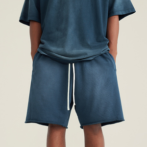 Men's 100% Cotton Fleece Acid Wash Shorts Eco-Friendly Breathable Solid Pattern Anti-Wrinkle Quick Dry Casual Streetwear Mid - Product Image 1