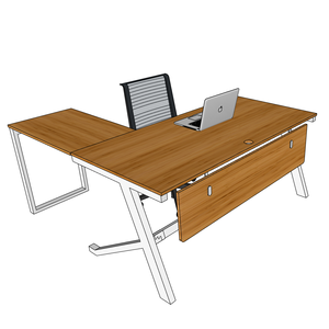 BFYB010-YBamboo L-Shaped Corner <b>Desk</b> 160x160cm with Assembled Iron Legs and Drawer - Product Image 1