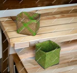 Handmade Natural Vintage <b>Small</b> Square Wicker <b>Basket</b> Colorful Bamboo Flower Gift Storage for Home Living Decorated with Style - Product Image 4