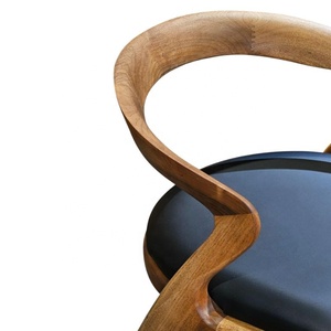 Chaise de café en teck minimaliste, mobilier de café et table basse au design moderne avec coussins en mousse souple et tissu doux - Product Image 4