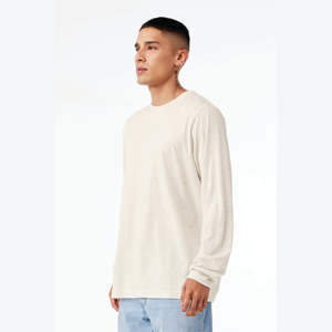 50% โพลี25% Airlume หวีและแหวนปั่นฝ้าย25% เรยอน40เดียว3.8ออนซ์ข้าวโอ๊ต Unisex Triblend เสื้อยืดแขนยาว - Product Image 2