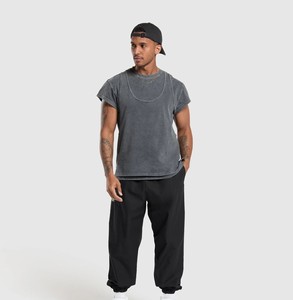 Nueva llegada personalizada de los hombres de lavado ácido Vintage Logo camiseta de impresión gráfica de gran tamaño de algodón Streetwear entrenamiento uso al aire libre comodidad - Product Image 5