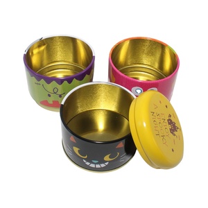 Halloween 3 Tier Stackable Round <b>Tin</b> Box Cute Cartoon Pumpkin/Monster/Black Cat Metal Storage Can for Holiday Gift & Snack - Product Image 6