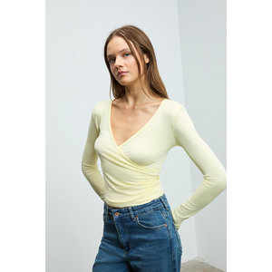 GRIMELANGE CALLORIA Blusa ajustada de manga larga con cuello en V para mujer - Product Image 4