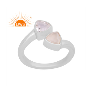 Nuevo Anillo Ajustable de Plata de Ley con Cristal de Cuarzo Natural y Piedra Lunar Blanca, Joyería Personalizada de Fabricante - Product Image 1