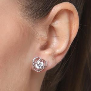 NOVAMART Fine Premium 925 <b>Sterling</b> <b>Silver</b> <b>Stud</b> Earrings for Women & Girls Geometric Heart Flower Shapes Rose Gold with Diamond T - Product Image 6