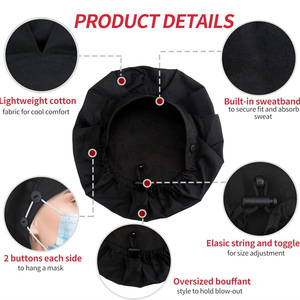 Gorros de enfermería suaves de algodón 100% para mujeres y hombres, gorros quirúrgicos médicos para cirujanos dentales, trabajadores sanitarios, Cardlock de pelo largo - Product Image 4