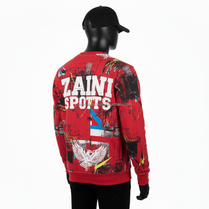 <b>Men</b> Pullover <b>Sweatshirt</b> 300 GSM Warm Cotton Fleece <b>Red</b> Abstract Designer With Custom Logo Screen Print Basics <b>Sweatshirts</b> - Product Image 5