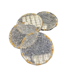 Sous-verres en résine pailletée faits à la main pour boissons Sous-verres en résine gris Fabriqués à la main Sous-verre fabricant de l'Inde - Product Image 1