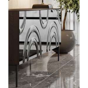 Luxury Wave Design Wooden <b>Sideboard</b> Modern Living Room Buffet Cabinet with Melted Glass Doors - Product Image 4