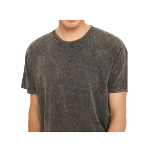 2024 nouveaux garçons sur mesure lavage à l'acide T-Shirts taille régulière bas quantité minimale de commande vente chaude court tricoté personnalisé lavé à l'acide T-Shirts - Product Image 2