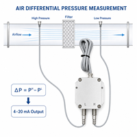 HVAC Air Differential Pressure Transmitter 4-20mA Low Pressure Sensor for Filter Monitoring