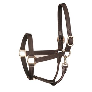 1" HORSE HAVANA TRACK <b>HALTER</b> W / SNAP Chin Snap at Throat Brass Plated Hardware - Product Image 5