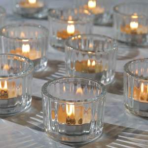 Vela de color, soporte votivo de cristal, vela de candelita de cristal, Decoración de mesa de boda para fiesta - Product Image 1