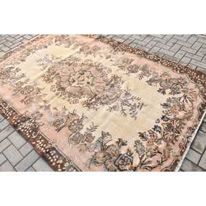 Alfombra Turca Grande de 5.6x8.5 pies, Alfombra Vintage con Diseño a Cuadros Marrón - Product Image 4