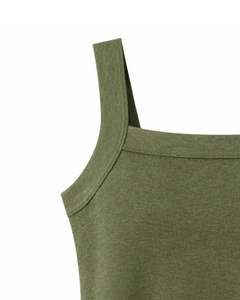 Débardeur sans manches vert olive personnalisé pour femme, col carré, décontracté, été, tissu extensible doux, fabricant personnalisé, vente en gros - Product Image 4