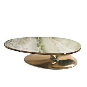 Décoration du sol de l'hôtel Tables basses de luxe Finition naturelle Table basse avec dessus en marbre Tables artisanales Style moderne - Product Image 1