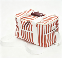Sac isotherme de plage vintage en toile solide de luxe avec fermeture éclair et bandoulière amovible