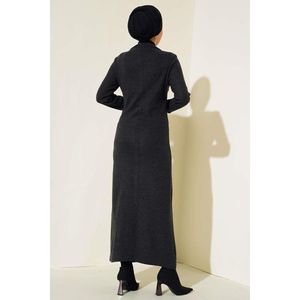 Robe plissée boutonnée Anthracite - Product Image 4