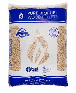 Granulés de bois biodiesel BSL 15 kg 6 mm Qualité supérieure Combustible pour système de chauffage Teneur en cendres 0,6 % Humidité 8 % Calories 4800 J - Product Image 1