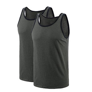 100% Cotton Athletic <b>Men's</b> Basic <b>Tank</b> <b>Top</b> Grey /<b>Black</b> - Product Image 1