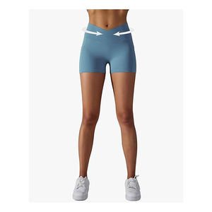 Pantalones cortos de gimnasio de la mejor calidad para mujer con bolsillo lateral, pantalones cortos de yoga al por mayor con patrón sólido, mallas deportivas para Fitness - Product Image 3