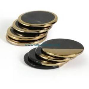 Factory supply round shape agate <b>gold</b> <b>coasters</b> sets custom logo home personalized metal aluminum pads and mats for <b>coasters</b> - Product Image 6