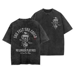 เสื้อยืดโอเวอร์ไซส์ผู้ชายผ้าฝ้ายวินเทจโบซี่สตรีทแวร์เสื้อครอปแอซิดแบบเรียบง่าย - Product Image 1