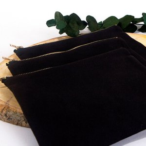 Eco-Friendly Cotton Zipper Clutch <b>Bag</b> 8x6 <b>Black</b> PVC Makeup Organizer Reusable Cosmetic Pouch - Product Image 3