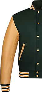 OEM Custom Varsity Jacket Soft <b>Wool</b> Canvas Polyester/Cotton Sleeves Stand Front Ribbed Hem Covered Button Closure Bulk Order Fit - Product Image 3