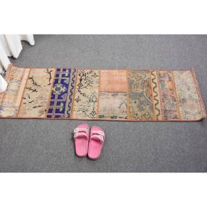 Éclectique Beige Marron 1.4 X 4.3ft Laine Tapis Turc Patchwork Plat Armure Latex Couloir Rectangulaire pour Chevet Jacquard - Product Image 5