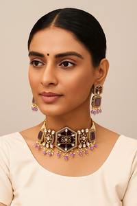 Ensemble collier Monalisa Polki de qualité supérieure ensemble de bijoux de luxe traditionnels indiens parfait pour les tenues de fête, les mariages, les festivals - Product Image 3