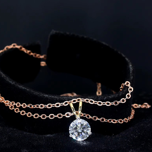 Collar con colgante de diamante cultivado en laboratorio solitario CVD HPHT para mujer, K puro de oro amarillo 14/18K, estilo bonito, regalo de boda de compromiso - Product Image 1