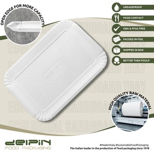 Barquette en papier rectangulaire blanche, jetable, écologique, résistante à la graisse, recyclable, à motif gaufré, de qualité alimentaire, pour usage commercial - Product Image 4