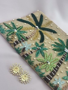 Nouveau sac à main en coton classique HUSSAIN CRAFTS avec strass, poignée en cristal, perles, sac à bandoulière pour mariage, soirée, élégant - Product Image 3