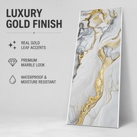 Panneau mural en PVC marbré blanc gris or, imperméable, revêtement décoratif intérieur