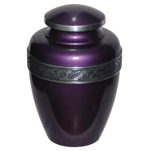Urnes funéraires modernes en aluminium pour adultes avec étain et métal gravé noir violet pour cendres humaines - Product Image 2