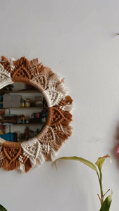 Decoración de espejo de pared de macramé colorido, diseño creativo, aspecto elegante, acabado Natural, decoración de Navidad, espejo montado en la pared - Product Image 3