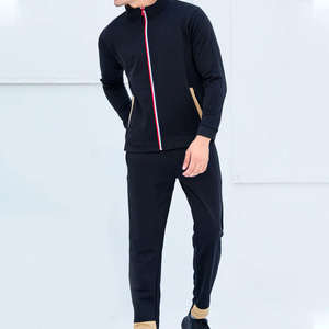 Survêtements de sport d'entraînement d'automne respirants sur mesure en gros pour hommes - Ensembles de jogging 100% coton Pantalons noirs Fitness Adulte - Product Image 5