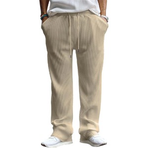 Pantalons décontractés pour hommes tendance, personnalisés, lourds, taille mi-haute, couleur personnalisée, taille, 100% polyester, motif uni, mode d'hiver - Product Image 1