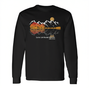 T-shirt à manches longues Guitar Lake Mountain Reflections, design artistique pour musicien - Product Image 2