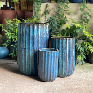 Pot de fleurs en céramique de Binh Duong, grand modèle pour l'extérieur, avec trou de drainage, finition émaillée antique, fait à la main, durable, écologique, pour le jardin - Product Image 3