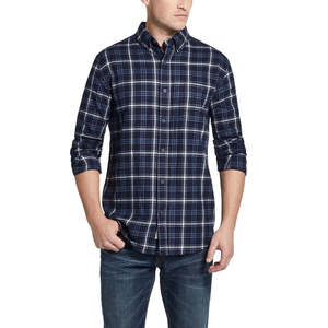 Camicia Vintage da Uomo in Flanella Spazzolata Blu, Resistente alle Intemperie e Antipiega, 100% Cotone, Stile Casual, Taglia XL - Fornitura ODM - Product Image 1