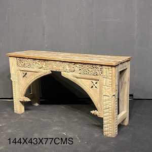 Handmade Vintage Console <b>Table</b> Luxury Elegant Antique Design Solid Wood Marble <b>Mirrored</b> Feature for Entry Villa Hotel Bedroom - Product Image 1